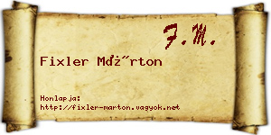 Fixler Márton névjegykártya
