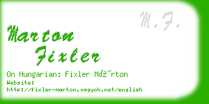 marton fixler business card